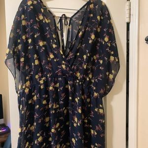 Torrid size 4 navy floral chiffon babydoll top
